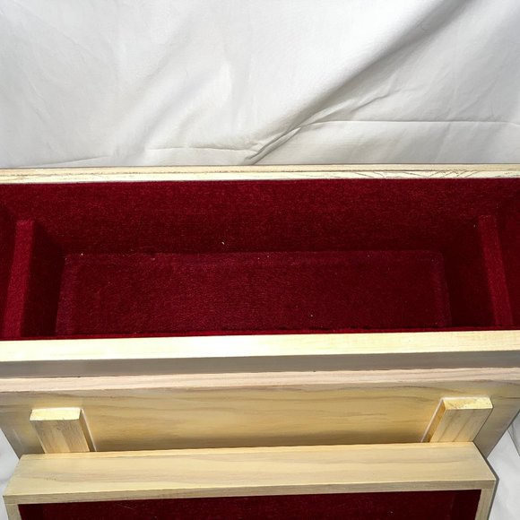 Handmade Wooden Floral Keepsake Jewelry Box Hand Painted Wood-burned Design - Picture 9 of 10